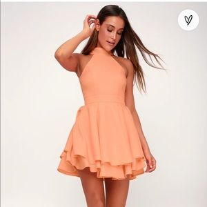 Lulus Dress Rehearsal Peach Skater Dress